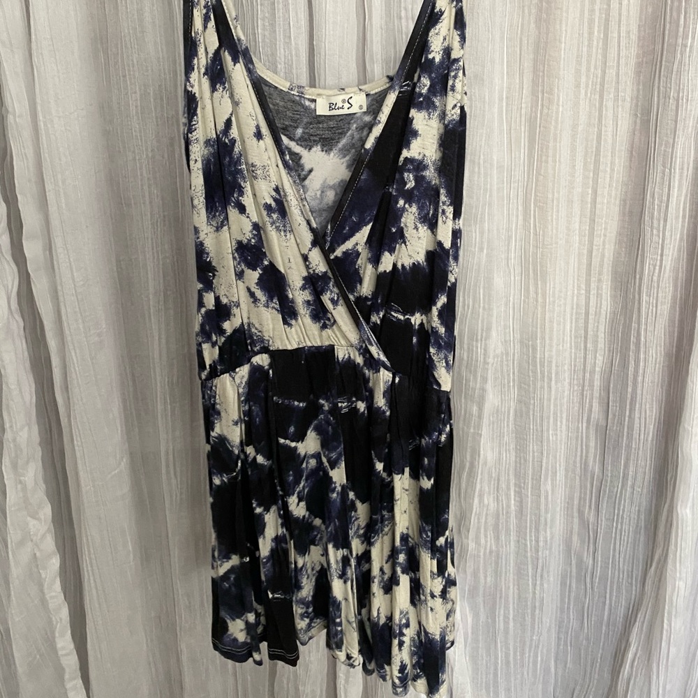 Black and blue tie dye romper